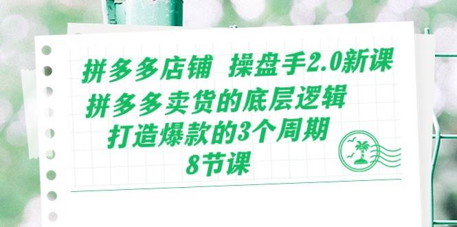 （10859期）拼多多店铺 操盘手2.0新课，拼多多卖货的底层逻辑，打造爆款的3个周期-8节插图零零网创资源网