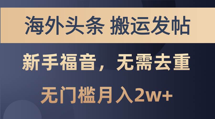 （10861期）海外头条搬运发帖，新手福音，甚至无需去重，无门槛月入2w+插图零零网创资源网