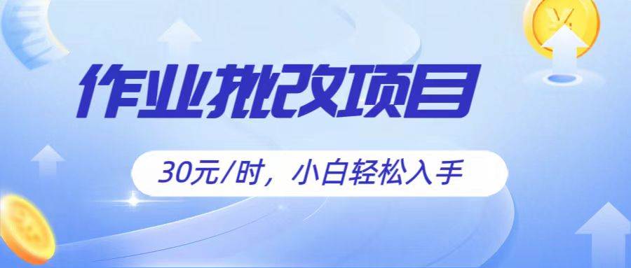 作业批改项目30元/时，简单小白轻松入手，非常适合兼职插图零零网创资源网