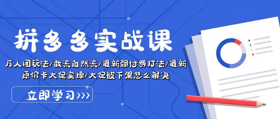 （10865期）拼多多·实战课：万人团玩法/截流自然流/最新强付费打法/最新原价卡大促..插图零零网创资源网