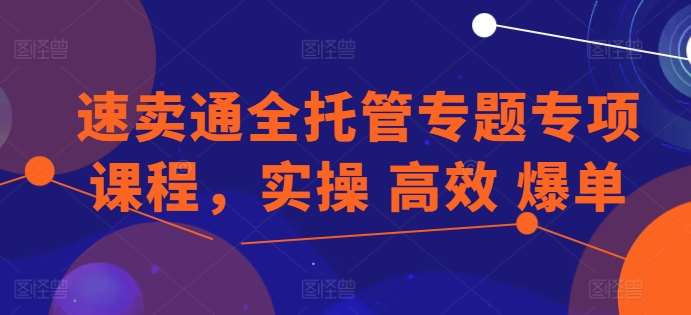 速卖通全托管专题专项课程，实操 高效 爆单插图零零网创资源网