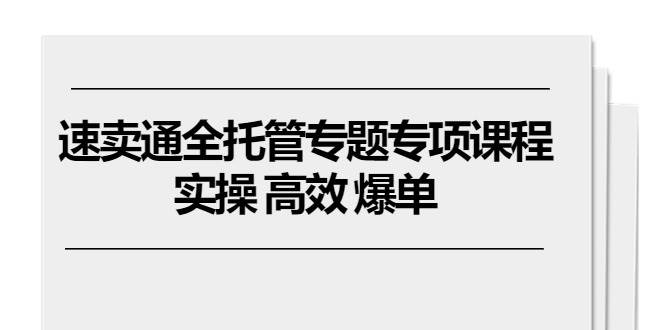 （10917期）速卖通 全托管专题专项课程，实操 高效 爆单（11节课）插图零零网创资源网