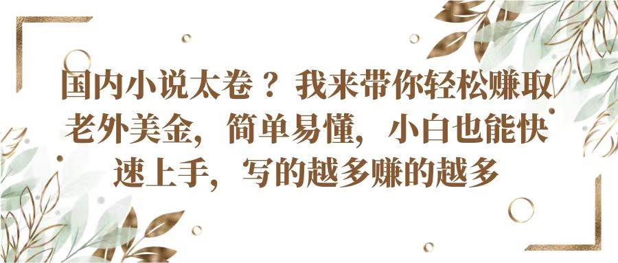 国内小说太卷？带你轻松赚取老外美金，简单易懂小白也能快速上手，写的越多赚的越多插图零零网创资源网