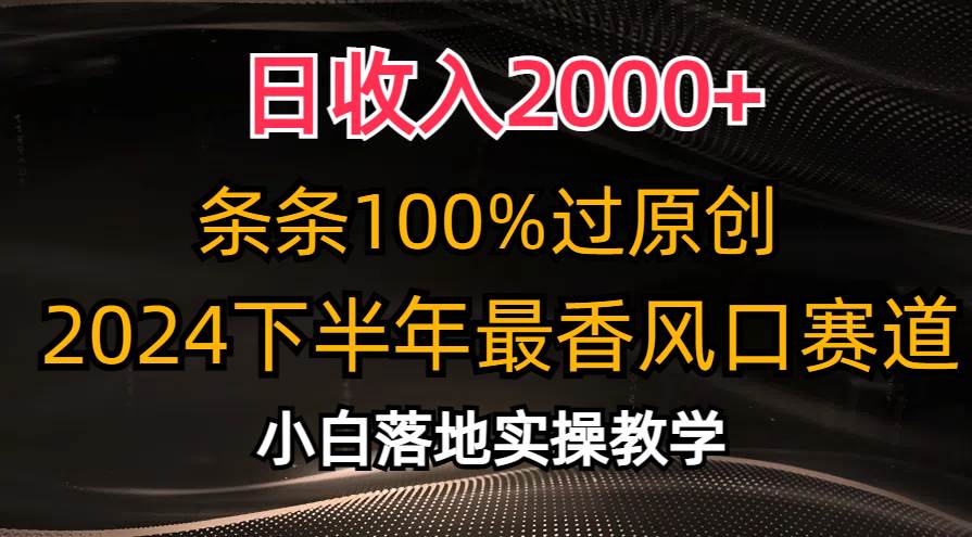 （10951期）日收入2000+，条条100%过原创，2024下半年最香风口赛道，小白轻松上手插图零零网创资源网