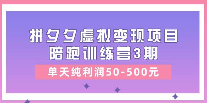 （11000期）某收费培训《拼夕夕虚拟变现项目陪跑训练营3期》单天纯利润50-500元插图零零网创资源网