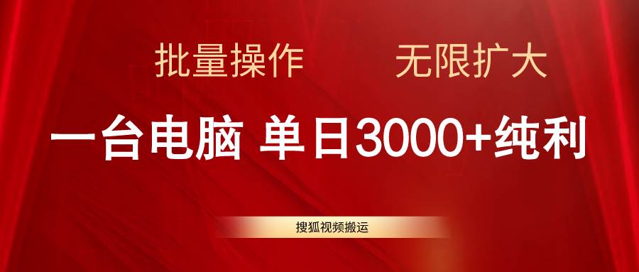 （11064期）搜狐视频搬运，一台电脑单日3000+，批量操作，可无限扩大插图零零网创资源网