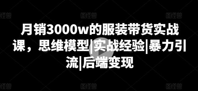 月销3000w的服装带货实战课，思维模型|实战经验|暴力引流|后端变现插图零零网创资源网