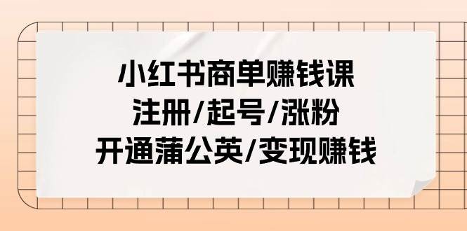 （11130期）小红书商单赚钱课：注册/起号/涨粉/开通蒲公英/变现赚钱（25节课）插图零零网创资源网