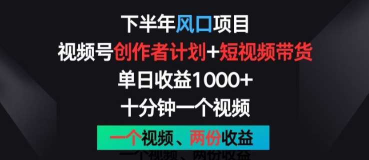 下半年风口项目，视频号创作者计划+视频带货，一个视频两份收益，十分钟一个视频【揭秘】插图零零网创资源网