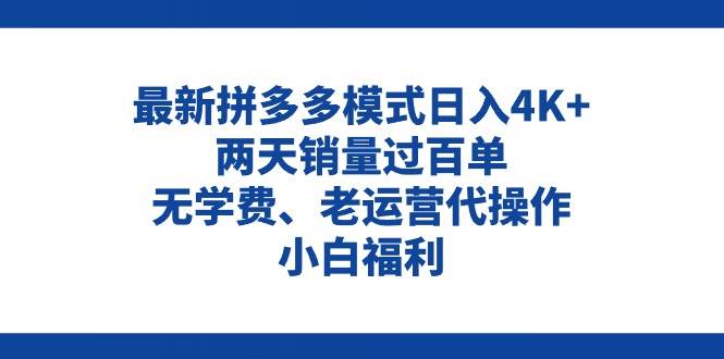 （11189期）拼多多最新模式日入4K+两天销量过百单，无学费、老运营代操作、小白福利插图零零网创资源网