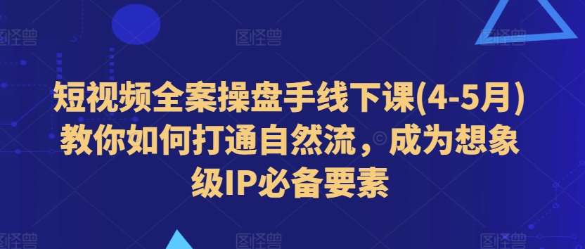 短视频全案操盘手线下课(4-5月)教你如何打通自然流，成为想象级IP必备要素插图零零网创资源网