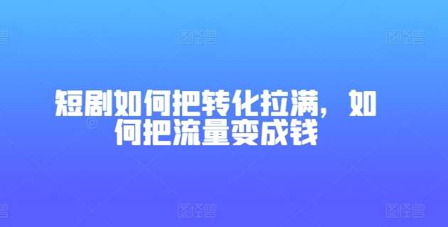 短剧如何把转化拉满，如何把流量变成钱插图零零网创资源网