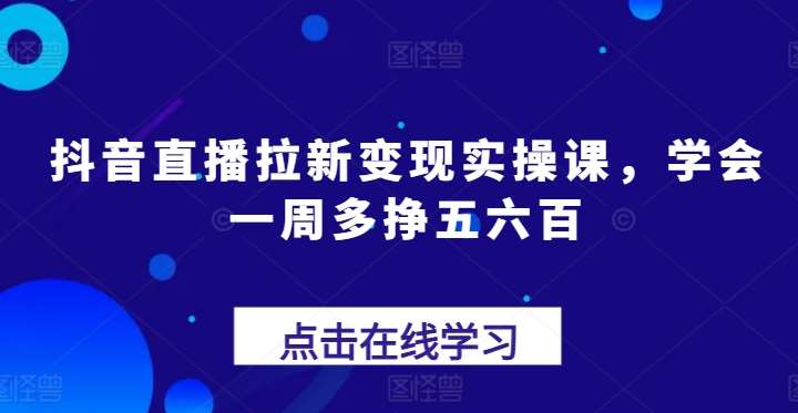 抖音直播拉新变现实操课，学会一周多挣五六百插图零零网创资源网