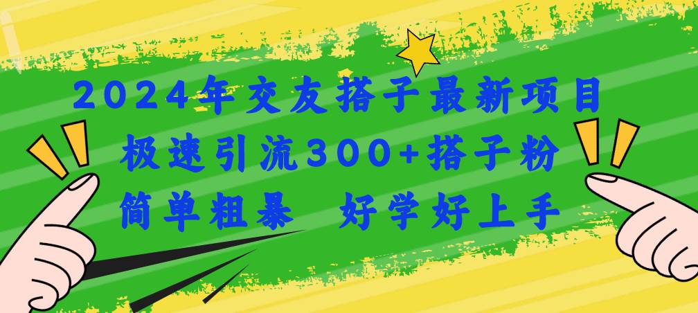 （11259期）2024年交友搭子最新项目，极速引流300+搭子粉，简单粗暴，好学好上手插图零零网创资源网