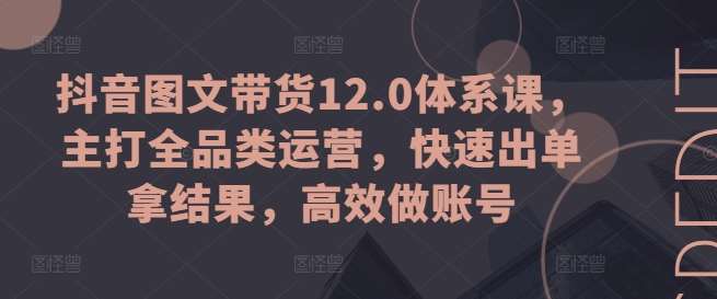 抖音图文带货12.0体系课，主打全品类运营，快速出单拿结果，高效做账号插图零零网创资源网