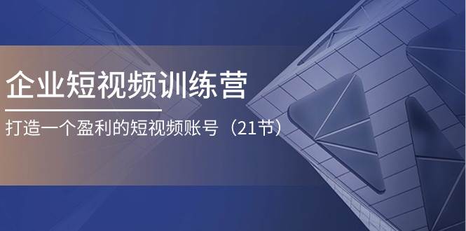 企业短视频训练营：打造一个盈利的短视频账号（21节）插图零零网创资源网