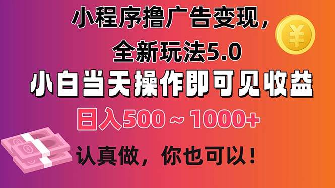 （11290期）小程序撸广告变现，全新玩法5.0，小白当天操作即可上手，日收益 500~1000+插图零零网创资源网