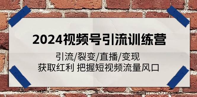 （11337期）2024视频号引流训练营：引流/裂变/直播/变现 获取红利 把握短视频流量风口插图零零网创资源网