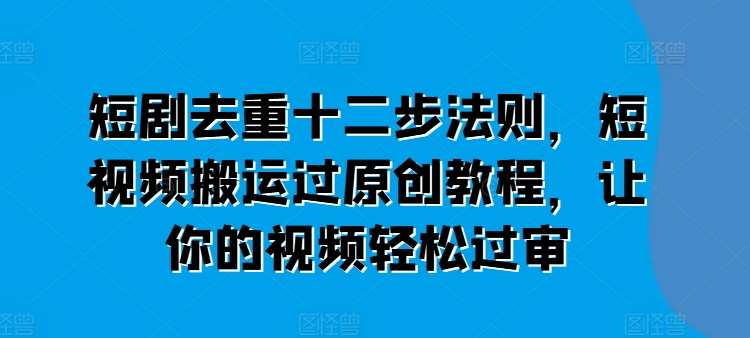 短剧去重十二步法则，短视频搬运过原创教程，让你的视频轻松过审插图零零网创资源网