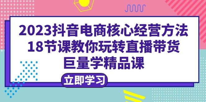 2023抖音电商核心经营方法：18节课教你玩转直播带货，巨量学精品课