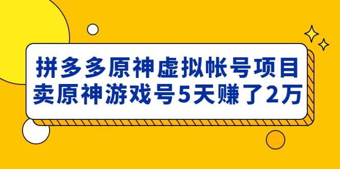 外面卖2980的拼多多原神虚拟帐号项目插图零零网创资源网