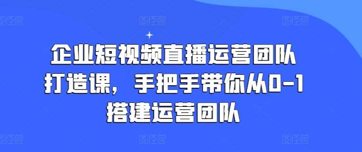 企业短视频直播运营团队打造课，手把手带你从0-1搭建运营团队插图零零网创资源网-最新赚钱项目