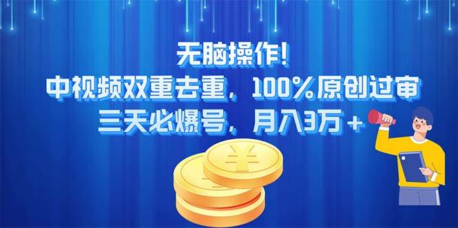 （11353期）无脑操作!中视频双重去重，100%原创过审，三天必爆号，月入3万+插图零零网创资源网