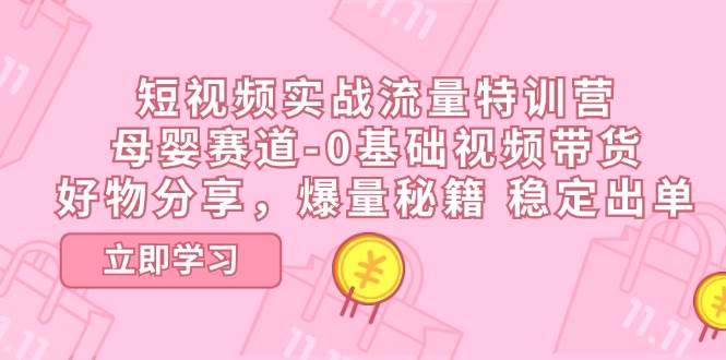 （11373期）短视频实战流量特训营，母婴赛道-0基础带货，好物分享，爆量秘籍 稳定出单插图零零网创资源网-最新赚钱项目