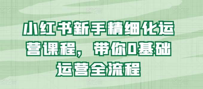 小红书新手精细化运营课程，带你0基础运营全流程插图零零网创资源网