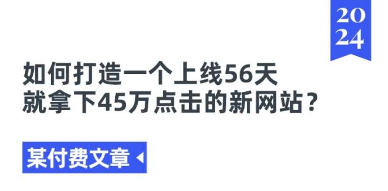 某付费文章《如何打造一个上线56天就拿下45万点击的新网站?》插图零零网创资源网-最新赚钱项目