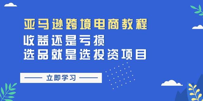 （11432期）亚马逊跨境电商教程：收益还是亏损！选品就是选投资项目插图零零网创资源网-最新赚钱项目