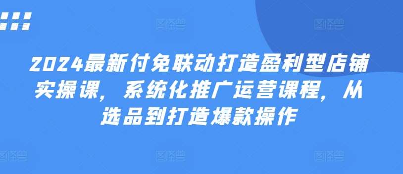 2024最新付免联动打造盈利型店铺实操课，​系统化推广运营课程，从选品到打造爆款操作插图零零网创资源网-最新赚钱项目