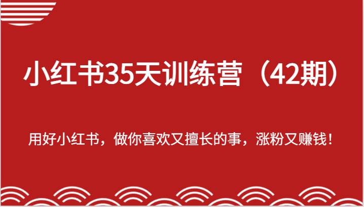 小红书35天训练营（42期）-用好小红书，做你喜欢又擅长的事，涨粉又赚钱！插图零零网创资源网