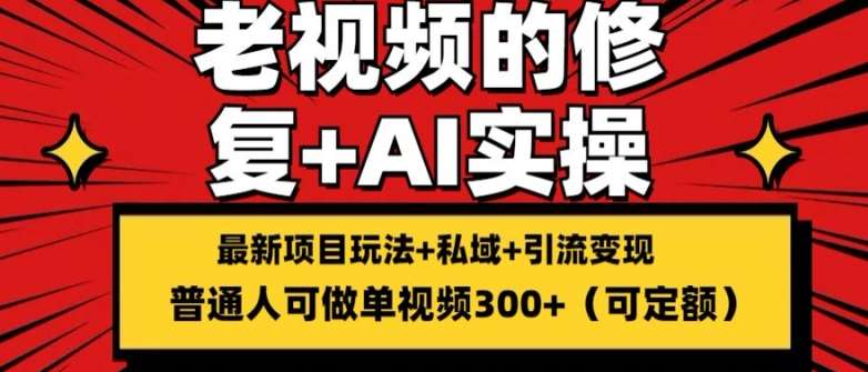 修复老视频的玩法，搬砖+引流的变现(可持久)，单条收益300+【揭秘】插图零零网创资源网