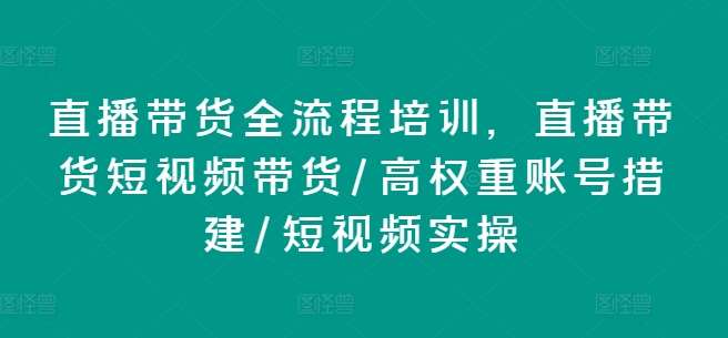 直播带货全流程培训，直播带货短视频带货/高权重账号措建/短视频实操插图零零网创资源网