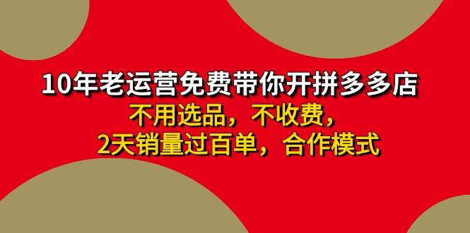 （11576期）拼多多-合作开店日入4000+两天销量过百单，无学费、老运营教操作、小白…插图零零网创资源网-最新赚钱项目