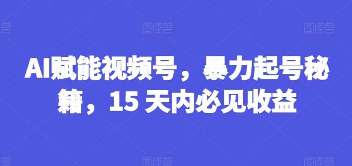 AI赋能视频号，暴力起号秘籍，15 天内必见收益【揭秘】插图零零网创资源网