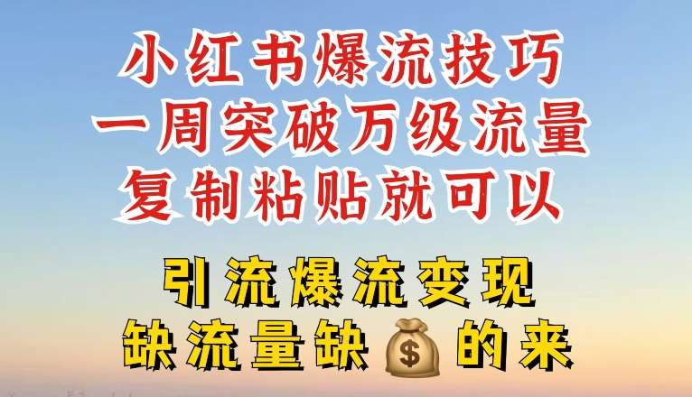 小红书爆流技巧，一周突破万级流量，复制粘贴就可以，引流爆流变现【揭秘】插图零零网创资源网