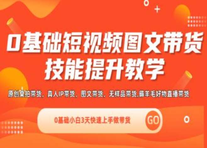 0基础短视频图文带货实操技能提升教学(直播课+视频课),0基础小白3天快速上手做带货插图零零网创资源网