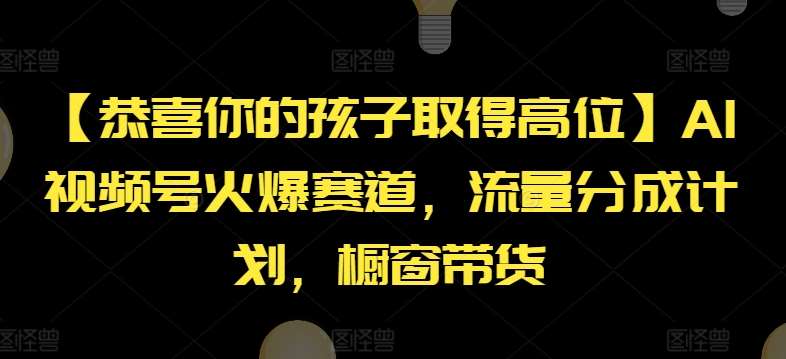 【恭喜你的孩子取得高位】AI视频号火爆赛道，流量分成计划，橱窗带货【揭秘】插图零零网创资源网