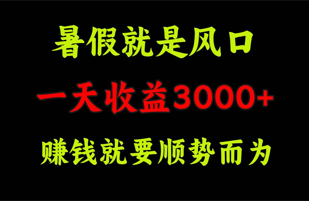 （11670期）一天收益3000+ 赚钱就是顺势而为，暑假就是风口插图零零网创资源网