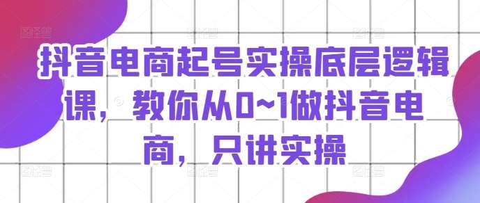 抖音电商起号实操底层逻辑课，教你从0~1做抖音电商，只讲实操插图零零网创资源网