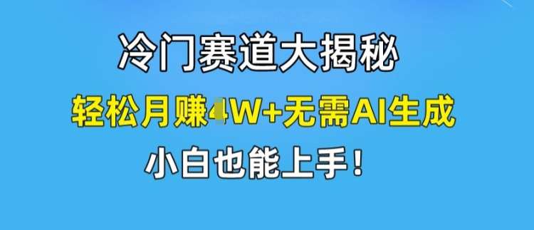 冷门赛道大揭秘，轻松月赚1W+无需AI生成，小白也能上手【揭秘】插图零零网创资源网