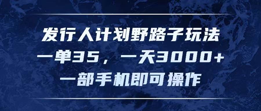 （11750期）发行人计划野路子玩法，一单35，一天3000+，一部手机即可操作插图零零网创资源网