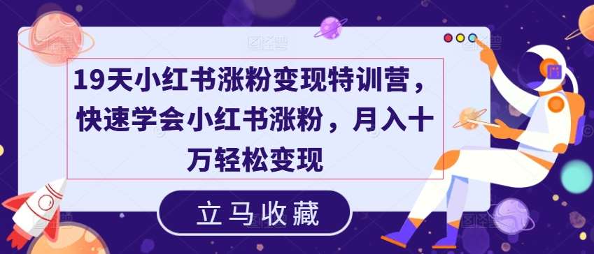 19天小红书涨粉变现特训营，快速学会小红书涨粉，月入十万轻松变现插图零零网创资源网