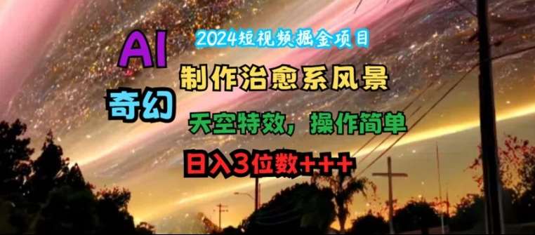 2024短视频掘金项目，AI制作治愈系风景，奇幻天空特效，操作简单，日入3位数【揭秘】插图零零网创资源网