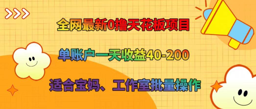 全网最新0撸天花板项目 单账户一天收益40-200 适合宝妈、工作室批量操作插图零零网创资源网