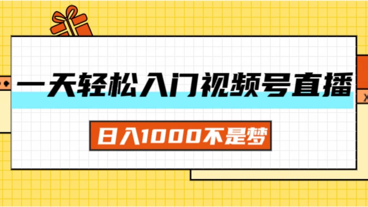 （11906期）一天入门视频号直播带货，日入1000不是梦插图零零网创资源网