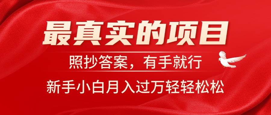 最真实的项目，照抄答案，有手就行，新手小白月入过万轻轻松松插图零零网创资源网-最新赚钱项目