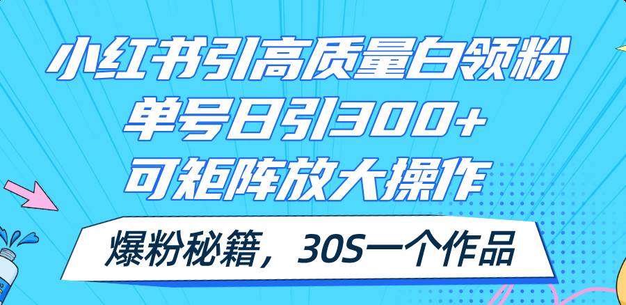 小红书引高质量白领粉，单号日引300+，可放大操作，爆粉秘籍！30s一个作品插图零零网创资源网